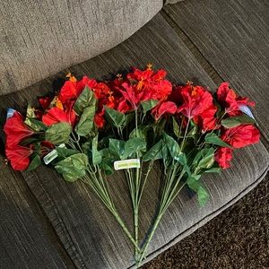 3- bunches of faux flowers